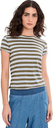 Free People Nora T-Shirts Womens Clothing Green Combo : LG (Womens 12-14), Cotton