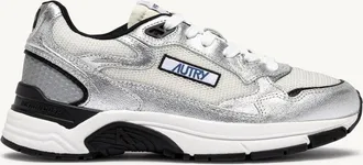 Autry HYPERWAY SNEAKERS IN SILVER AND BLACK LAMINATED LEATHER AND MESH