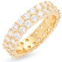 Nordstrom Wide Cubic Zirconia Eternity Ring in Clear- Gold at Nordstrom Rack, Size 7