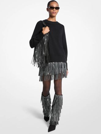 Michael Kors Studded Fringe Mini Skirt