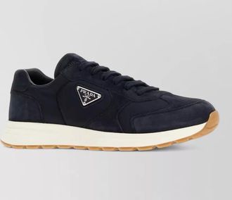 Prada renylon and suede low top sneakers