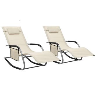 vidaXL Tumbonas 2 Unidades Textilene Crema Y Gris Vidaxl