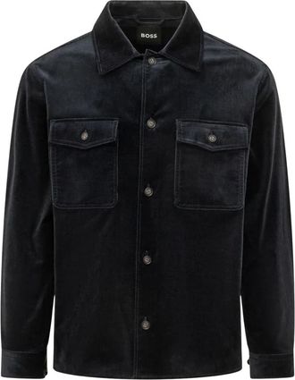 HUGO BOSS Carper Corduroy Overshirt - Heren - Casual Overhemden - Blauw - L - Katoen - Overhemden