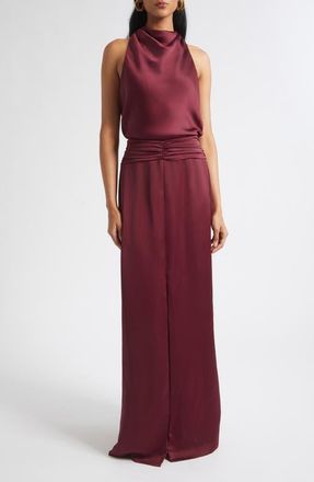 Ramy Brook Charmayne Sleeveless Satin Gown in Cranberry at Nordstrom, Size 12
