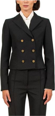 Philosophy di Lorenzo Serafini Short Techno Grain De Poudre Jas - Dames - Blazers - Zwart - XS - Leer - Jassen