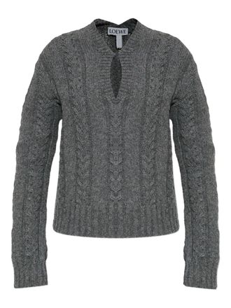Loewe cable-knit keyhole knitwear - women - Wool - S - Grey