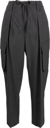 Brunello Cucinelli drawstring tailored trousers - women - Virgin Wool/Polyamide/Spandex/Elastane/Polyester/Cupro/Acetate - 38 - Grey