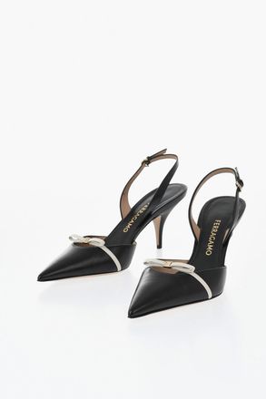 Ferragamo Leather Slingback GYLLA with Bow and 7 cm Heel Salvatore Ferragamo