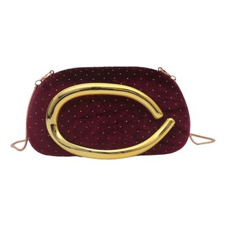 Generic Cymwer Polka Dot Evening Bag Chain Strap Faux Leather Prom Bag for Women Party (Red)