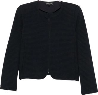Emporio Armani Ronde hals vest met rits - Dames - Vesten - Blauw - S - Truien & Vesten
