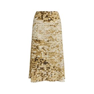 Moschino Printed silk crepe de chine skirt - female - Moschino - Midi Skirts - Yellow - XL - Skirts