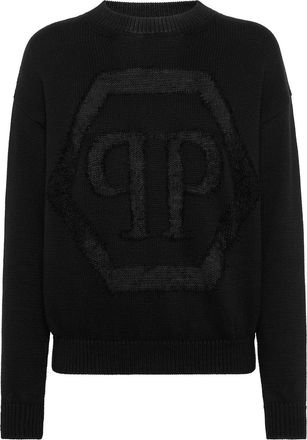 Philipp Plein devor&eacute;-logo sweater - Black