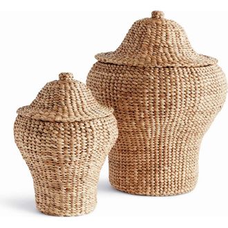Napa Home & Garden Water Hyacinth Ginger Jars, Set Of 2 in Beige at Nordstrom