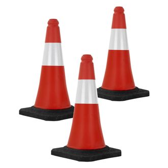 ECD Germany Ecd Germany 3x Cono De Tr&aacute;fico Obra Pieza De Se&ntilde;alizaci&oacute;n Emergencia Color Rojo Y Blanco 51 Cm De Altura Con Base Pesada Y Robusto Pil&oacute;n De Seguridad 