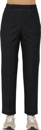 Max Mara Rechte broek in jersey met denim effect - Dames - Straight fit broeken - Blauw - S - Denim - Broeken