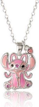 Disney Lilo & Stitch Womens Angel Necklace, 16+2 in Light Pink at Nordstrom