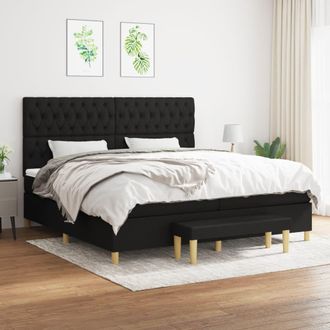 vidaXL Vidaxl - Cama Box Spring Con Colch&oacute;n Tela Negro 200x200 Cm