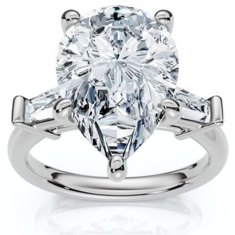Pompeii3 5 3/4Ct Certified Pear & Baguette Diamond Engagement Ring 14k Gold Lab grown