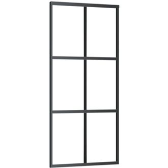 vidaXL Vidaxl - Puerta Corredera Esg Vidrio Y Aluminio Negra 90x205 Cm