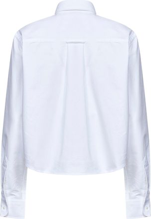 Ami Womens Shirt, Cropped Cotton Poplin, White