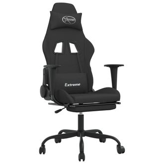 vidaXL Vidaxl Sedia Da Gaming Massaggio E Poggiapiedi Nero In Tessuto