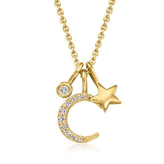 RS Pure by Ross-Simons Lab-Grown Diamond Celestial Charm Necklace in 18kt Gold Over Sterling