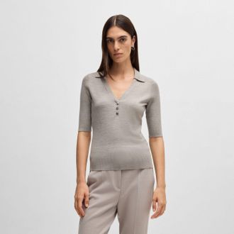 HUGO BOSS Trui met knoopsluiting Boss Fatirame in grijs voor dames