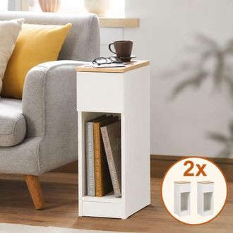 SoBuy Set de 2 mesitas de noche con 1 caj&oacute;n 20x35x60 cm