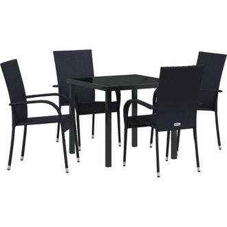 vidaXL Conjunto De Comedor De Jard&iacute;n 5 Pcs Negro Polirat&aacute;n Vidaxl