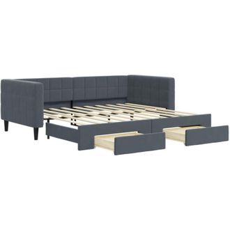 vidaXL Vidaxl - Sof&aacute; Cama Nido Con Cajones Terciopelo Gris Oscuro 90x190 Cm