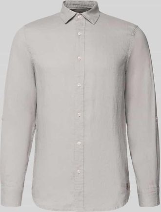 Scotch & Soda Slim Fit Leinenhemd mit Kentkragen in Hellgrau, Gr&ouml;&szlig;e XXL
