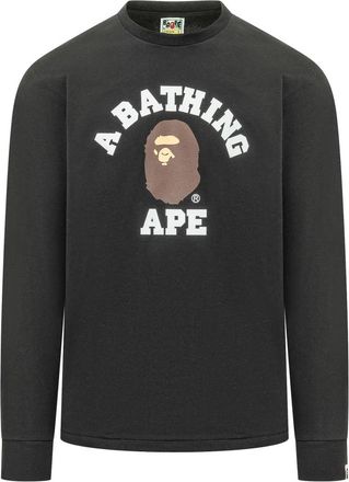 A Bathing Ape College LS Tee - Heren - Longsleeves - Zwart - 2XL - Katoen - Tops