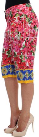 Dolce & Gabbana Womens Multicolor Floral Knee Capris Shorts Pants Silk