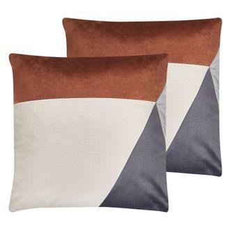 Beliani Conjunto De 2 Cojines Decorativos Multicolor Poli&eacute;ster 45 X 45 Cm Fundas Extra&iacute;bles Cremallera Sala De Estar Dormitorio Moderno Campsis