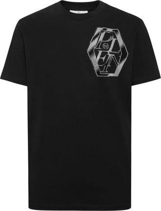 Philipp Plein Tops, Heren, Zwart, S, Katoen, T-Shirt Round Neck Ss