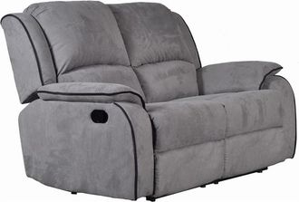 Vente-Unique Sof&aacute; 2 plazas relax de microfibra HERNANI - Gris