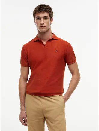 Tommy Hilfiger Mens Regular Fit Open Placket Polo - Rusty Ochre - XL