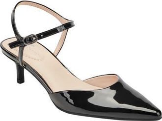 Bandolino Rose Ankle Strap Pointed Toe Kitten Heel Sandal in Black at Nordstrom, Size 5.5