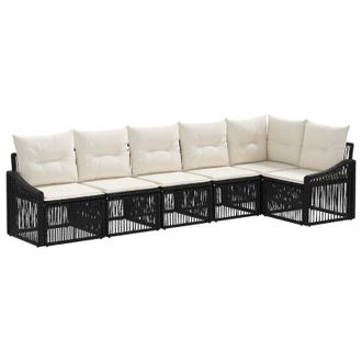 vidaXL Conjunto De Sof&aacute;s De Jard&iacute;n 6 Pcs Negro Rat&aacute;n Sint&eacute;tico Vidaxl