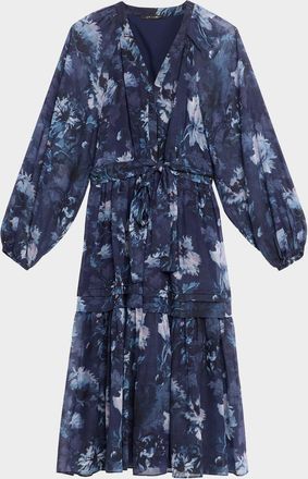 Kobi Halperin Belle Tiered Floral-Print Midi Dress