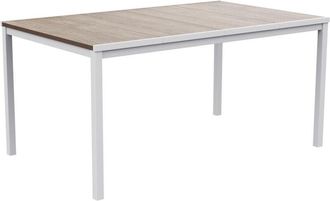 Keter Avon - Mesa Comedor Rectangular Exterior, jardín, terraza, 159 x 95 x 75 cm, 6 Personas, Resina, Tablero imitación Madera, Marco Blanco - Keter