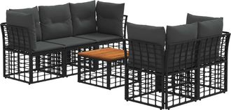vidaXL Conjunto De Sof&aacute;s De Exterior 6 Uds. Negro Y Gris Oscuro Vidaxl