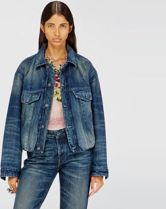 Diesel Elasticated trucker jacket in denim - Denim Jackets - Woman - Blue