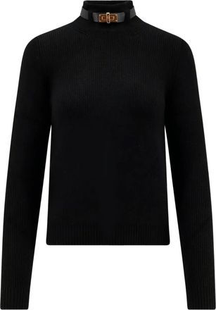 Elisabetta Franchi Maglione a coste con collo alto - Nero