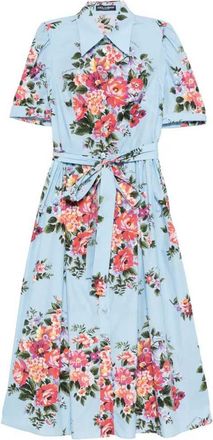 Dolce & Gabbana bloemen midi-jurk met riem