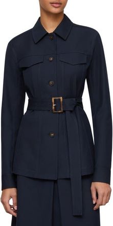Lafayette 148 New York Techno Stretch Twill Belted Jacket in Ink at Nordstrom, Size Xx-Large