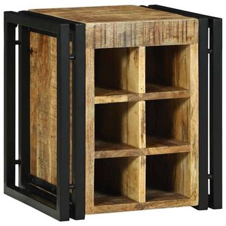 Berkfield Home Wine Rack 34.5 x 35 x 39 cm Solid Wood Rough Mango in Brown
