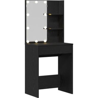vidaXL Mesa de tocador led en Roble Negro, 60x40x140 cm, Hecha de Madera Elaborada Vidaxl