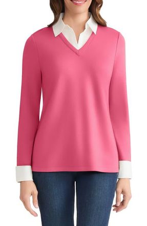 Jones New York Twofer Sweater in Sherber/Nyc White at Nordstrom, Size X-Small P