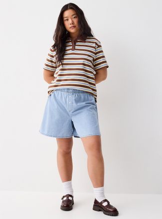 Twik Womens Elastic waist supple denim short